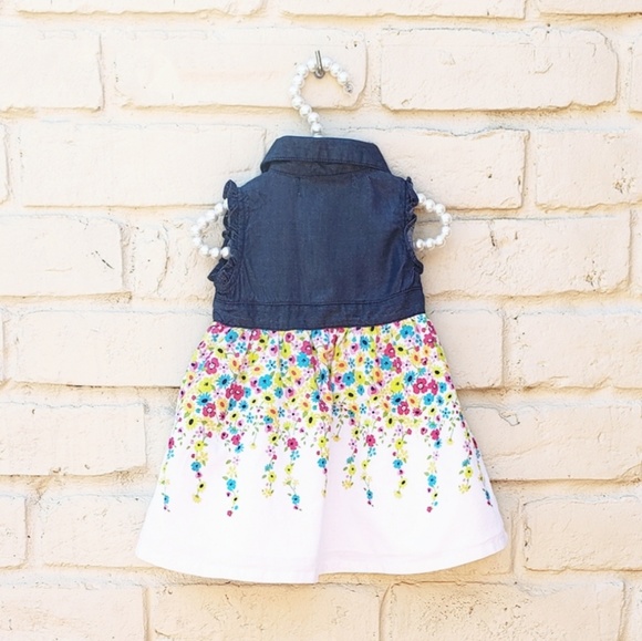 Girls Monkey Bars Denim & Floral Dress - Picture 2 of 4